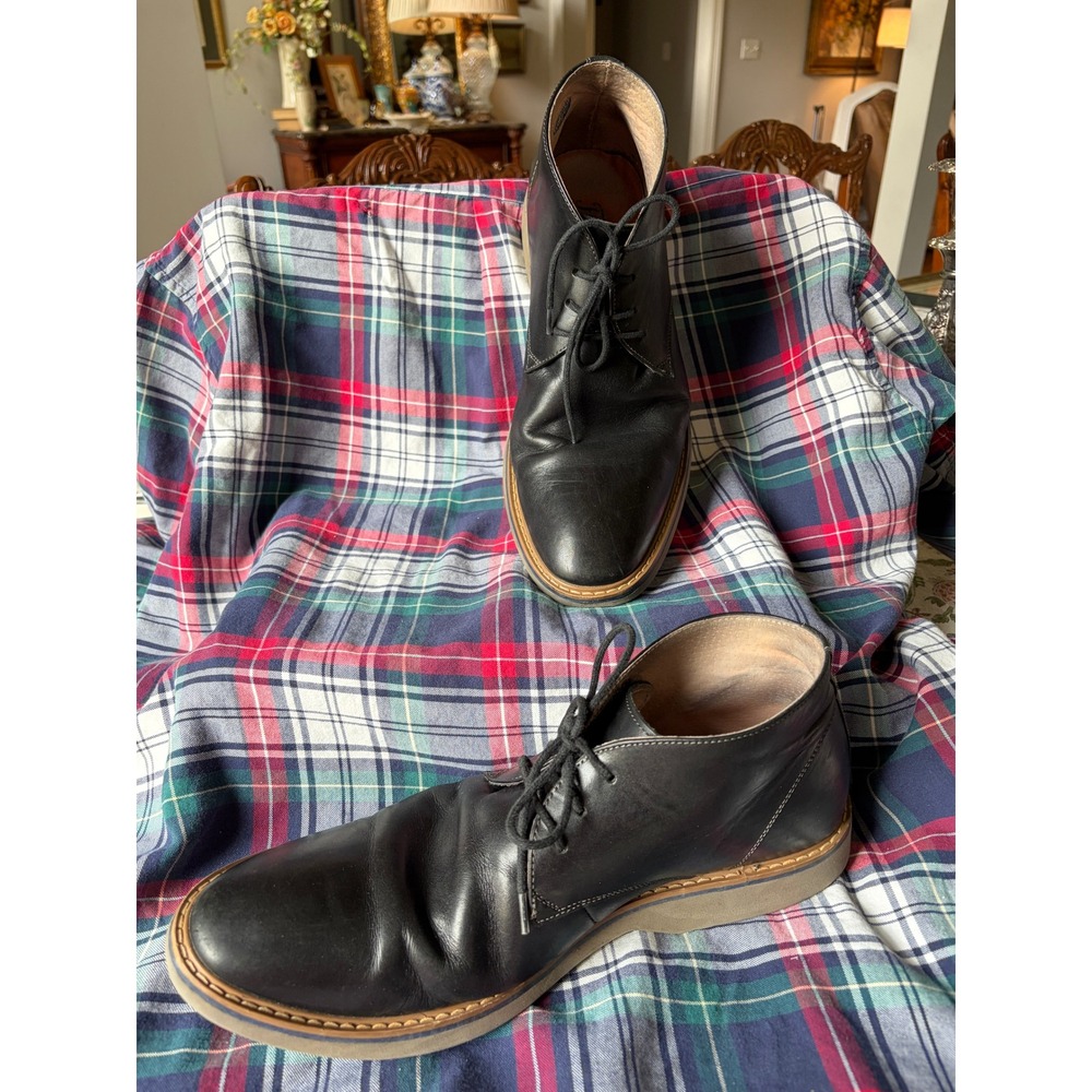 Florsheim Mens Black Leather Chukka Boots Lace Up Wedge Sole 15158-001 Size 10.5